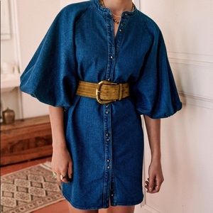 Sezane Blue Denim Mini Dress